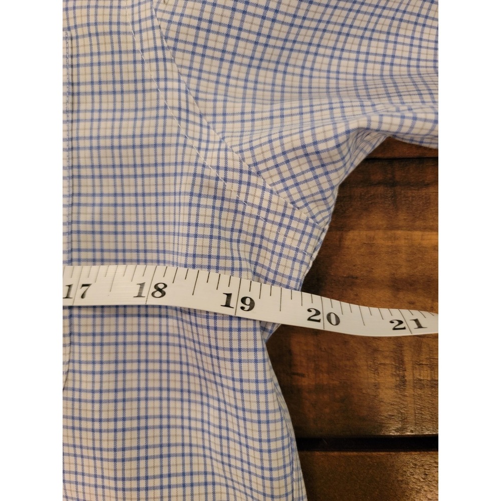 JOS A‎ BANK TRAVELER Mens Slim Fit Dress Shirt 15 1/2 32 Blue Plaid Cotton - Picture 5 of 6